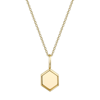 LIZZIE MANDLER MINI HEXAGON CHARM NECKLACE WITH KNIFE EDGE BORDER