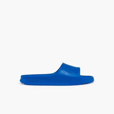 Lacoste Men's Croco 2.0 Synthetic Logo Slides - 9 In Blue