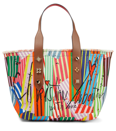 Christian Louboutin Frangibus Medium Printed Canvas Tote In Multicolor