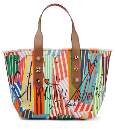Christian Louboutin Frangibus Medium Leather-trimmed Printed Canvas Tote In Multicolor