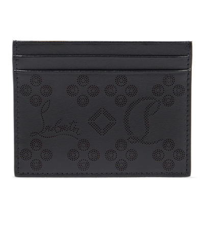 Christian Louboutin W Kios Perforated Leather Card Holder In Black