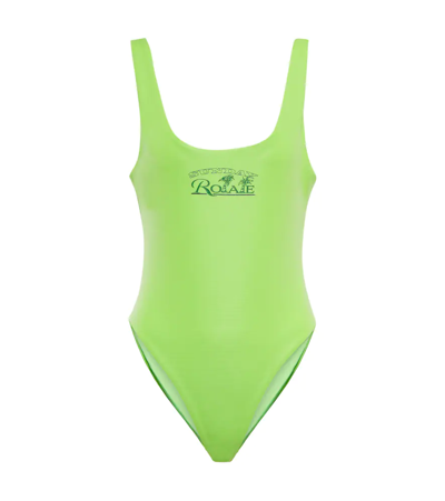 Rotate Birger Christensen Cismione Logo Swimsuit In Green Flash
