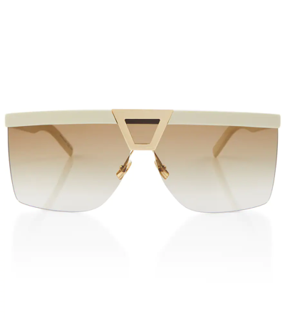 Saint Laurent Palace Flat-brow Sunglasses In Ivory-ivory-brown