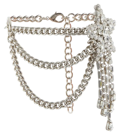 Alessandra Rich Crystal-embellished Chainlink Choker In Cry-silver