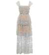 Self-portrait Embroidered Embellished Maxi Dress In Silver