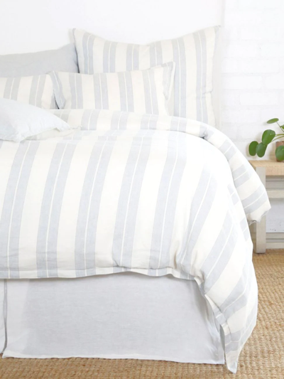 Pom Pom At Home Carter Striped Linen-blend Duvet In Ivory Denim