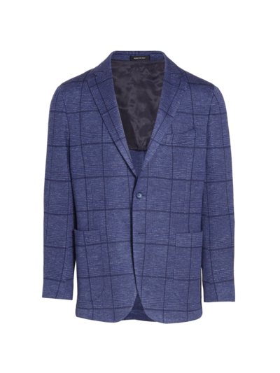 Saks Fifth Avenue Collection Prince Of Wales Check Knit Sport Coat In Blue