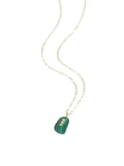 Paige Novick Aura 14k-gold-plated, Malachite, & Diamond Pendant Necklace