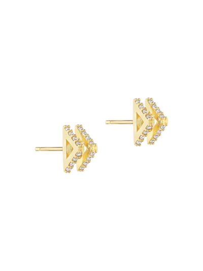 Paige Novick Tplt 18k Yellow Gold & Diamond Double-triangle Single Stud Earring