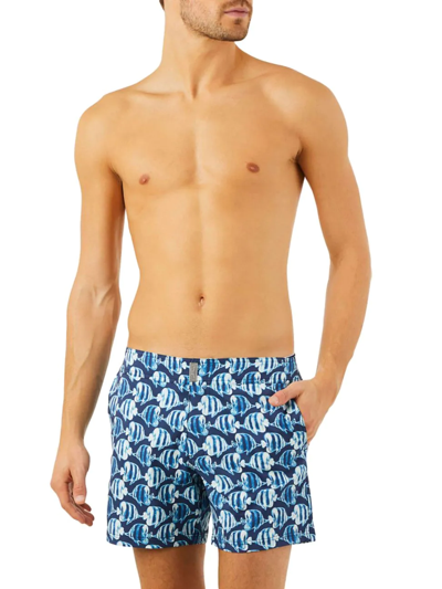 Vilebrequin Men's Batik Fishes Print Swim Shorts In Blue