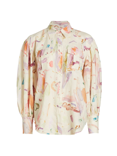 Alemais Multicoloured Annie Printed Linen Utility Shirt