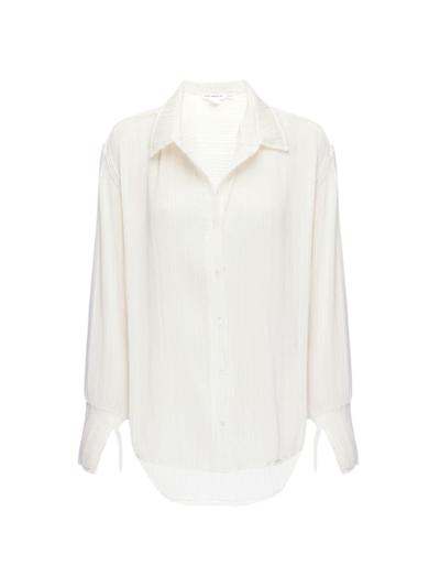 Good American Plisse Button Front Shirt In Iv01