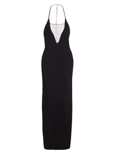 Galvan Stella Crystal Maxi Dress In Black