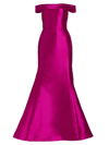 Amsale Satin Off-the-shoulder Mermaid Gown In Pink