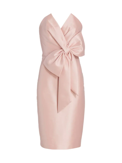 Badgley Mischka Bow Cocktail Dress In Rose