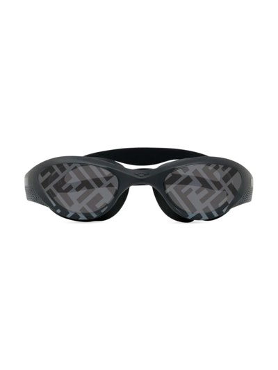 Fendi Men's Ff Logo Print Cap & Swim Goggles 2-piece Set In Black