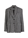 Versace Houndstooth Tweed Jacket With Notched Lapels In White Black