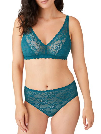 Wacoal Women's Soft Sense Lace Mesh Bralette 810334 In Deep Teal