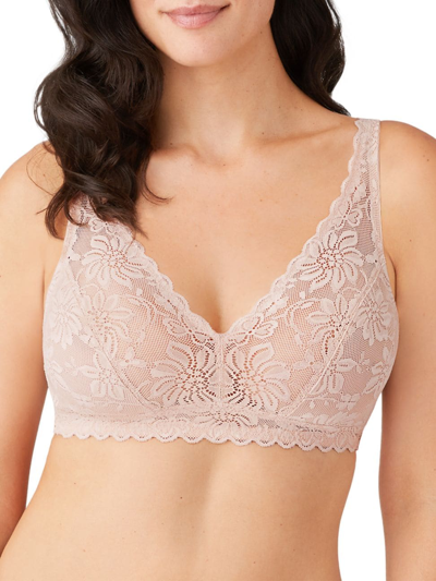 Wacoal Women's Soft Sense Lace Mesh Bralette 810334 In Rose Dust