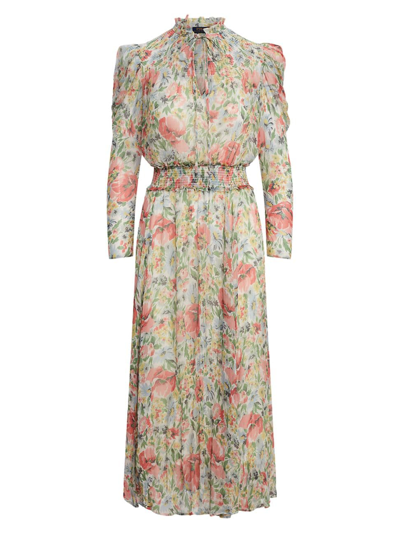Polo Ralph Lauren Smocked Floral-print Flounce Maxi Dress In Dusty Floral