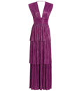 Sabina Musayev Women's Judith Foiled Pleated Knit Maxi Dress In Purple
