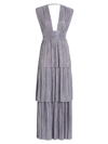 Sabina Musayev Judith Foiled Pleated Knit Maxi Dress In Grey