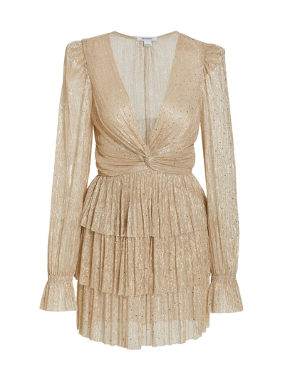 Sabina Musayev Gem-embellished Ruched Mini Dress In Gold