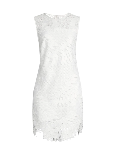 Milly Eliza Tropical Palm Lace Dress In White