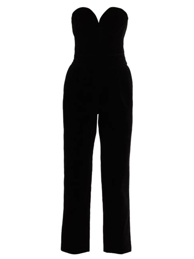 Blazé Milano Clyde Strapless Cotton-velvet Jumpsuit In Black