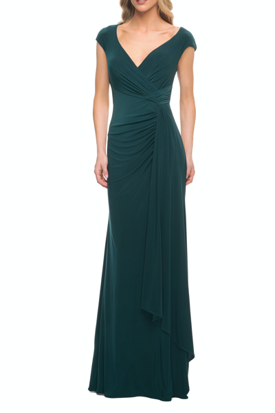 La Femme Knot At Waist Jersey Dress In Green