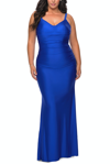 La Femme Simple Elegant Long Jersey Dress In Blue
