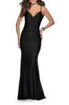 La Femme Form Fitting Jersey Dress In Black