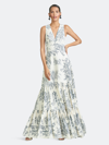 Sachin & Babi Rori Sleeveless Tropical-print Gown In Grey Toile