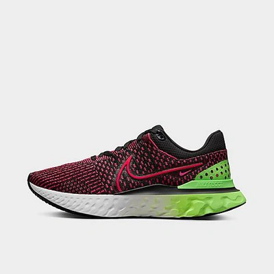 Nike React Infinity Run Flyknit 3 Running Shoe In Black/green Strike/team Red/siren Red