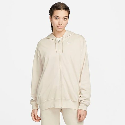 Nike Women's Sportswear Collection Essentials Oversized Full-zip Hoodie In Sanddrift/white