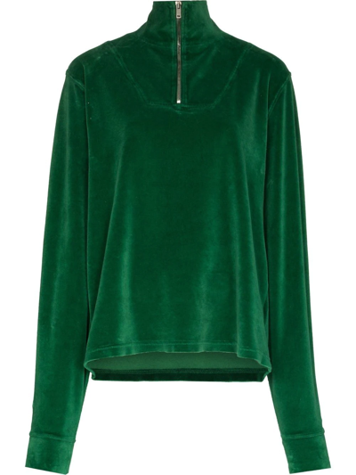 Les Tien Velour Half-zip Sweatshirt In Green