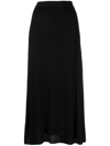 Ferragamo Ribbed-knit A-line Skirt In Black