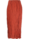 Totême Crinkled Silk Midi Skirt Bloody Mary In Orange