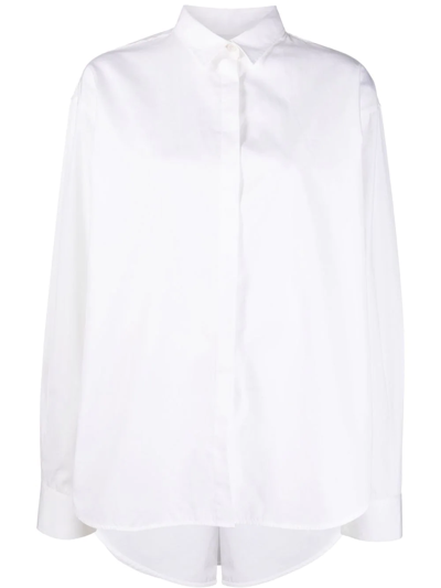 Totême Signature Cotton Silk Shirt Macadamia In White