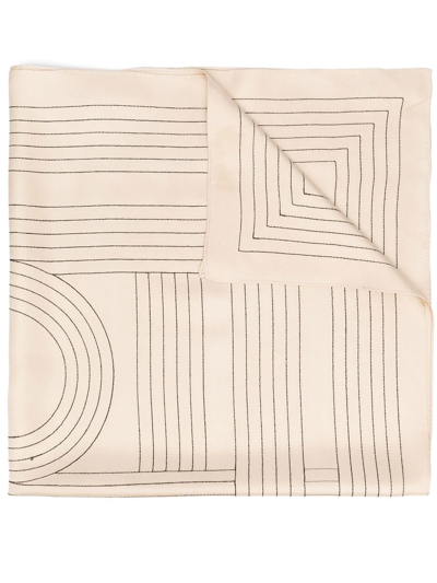 TOTÊME STRIPED EMBROIDERED SILK SCARF