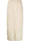 Totême Crinkled High-waisted Midi Skirt In Overcast Beige