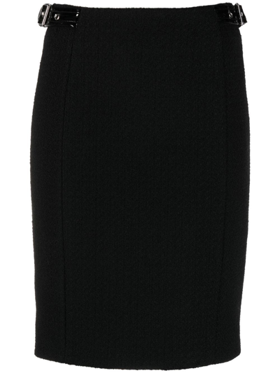Moschino Strap-detail Pencil Skirt In Fantasy Black