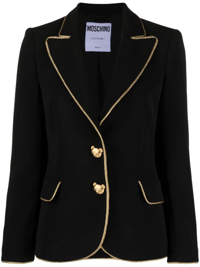 Moschino Metallic-trim Tailored Blazer In Black