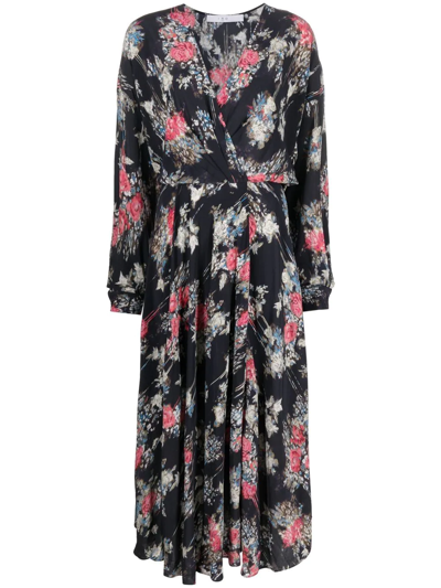 Iro Aleyna Floral Long-sleeve Maxi Wrap Dress