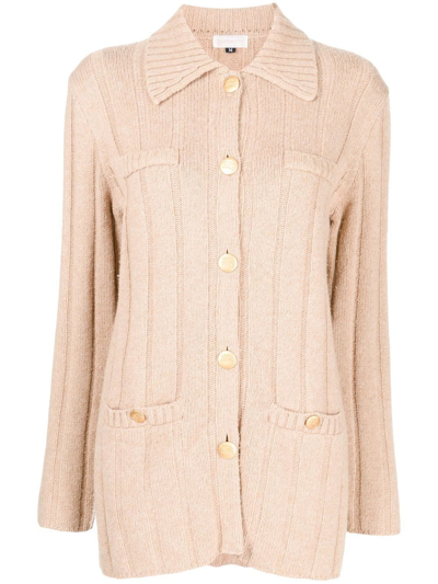 Pre-owned Burberry 1990-2000s Ribbed-knit Button-up Cardigan In Brown