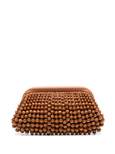 Cult Gaia Bead-embellished Clutch Bag In Brown