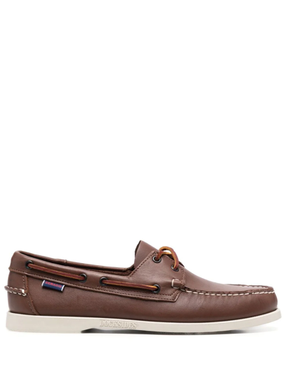 Sebago Front Lace-up Detail Boat Shoes In Brown