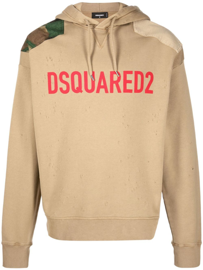 Dsquared2 Logo-print Hoodie In Braun