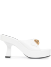 Versace 100 Medusa Platform Mules In Calf Leather In White