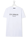 Balmain Teen Logo-print Cotton T-shirt In White